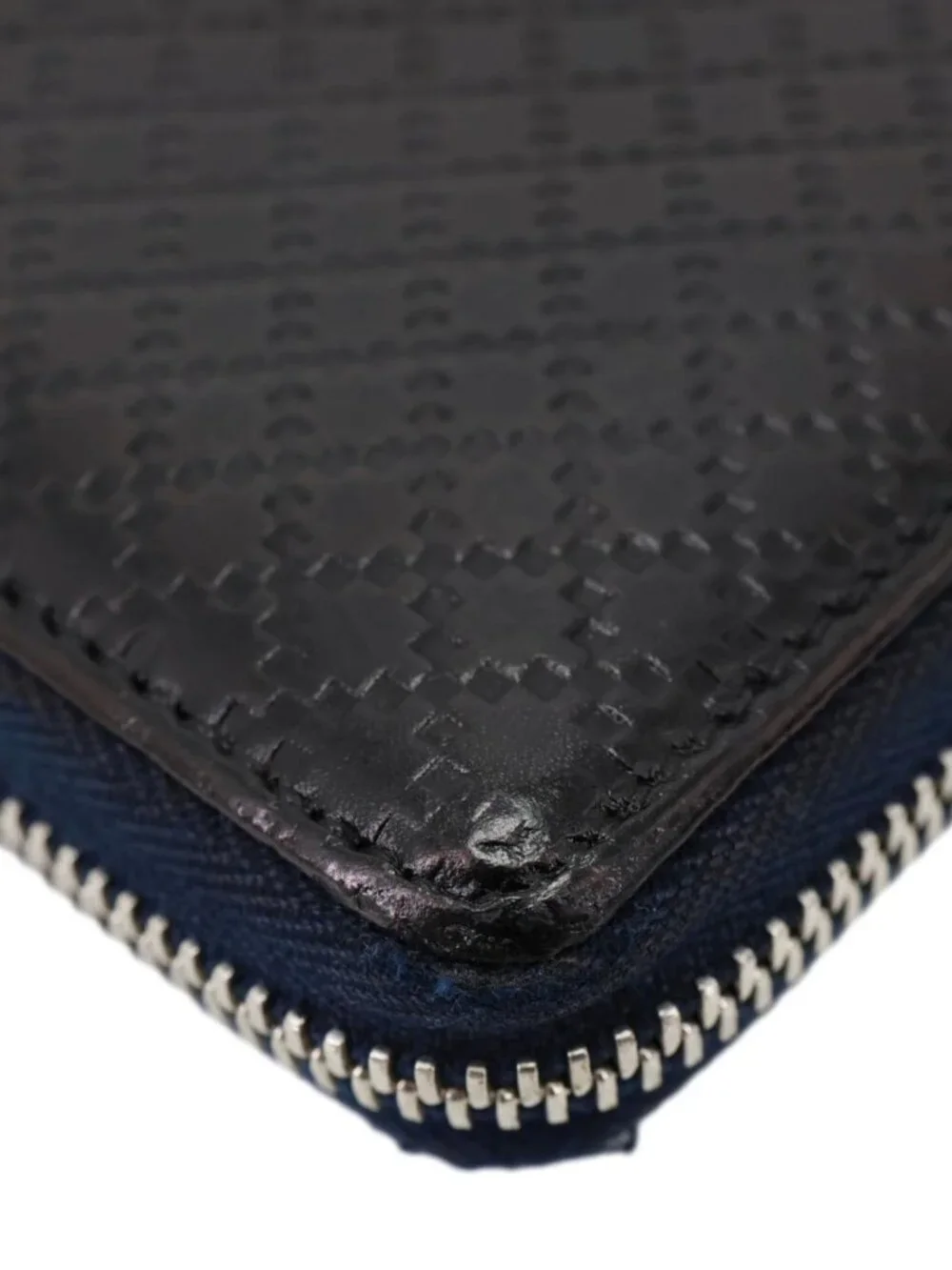 Gucci  Diamante Leather Long Wallet Navy Blue 307990